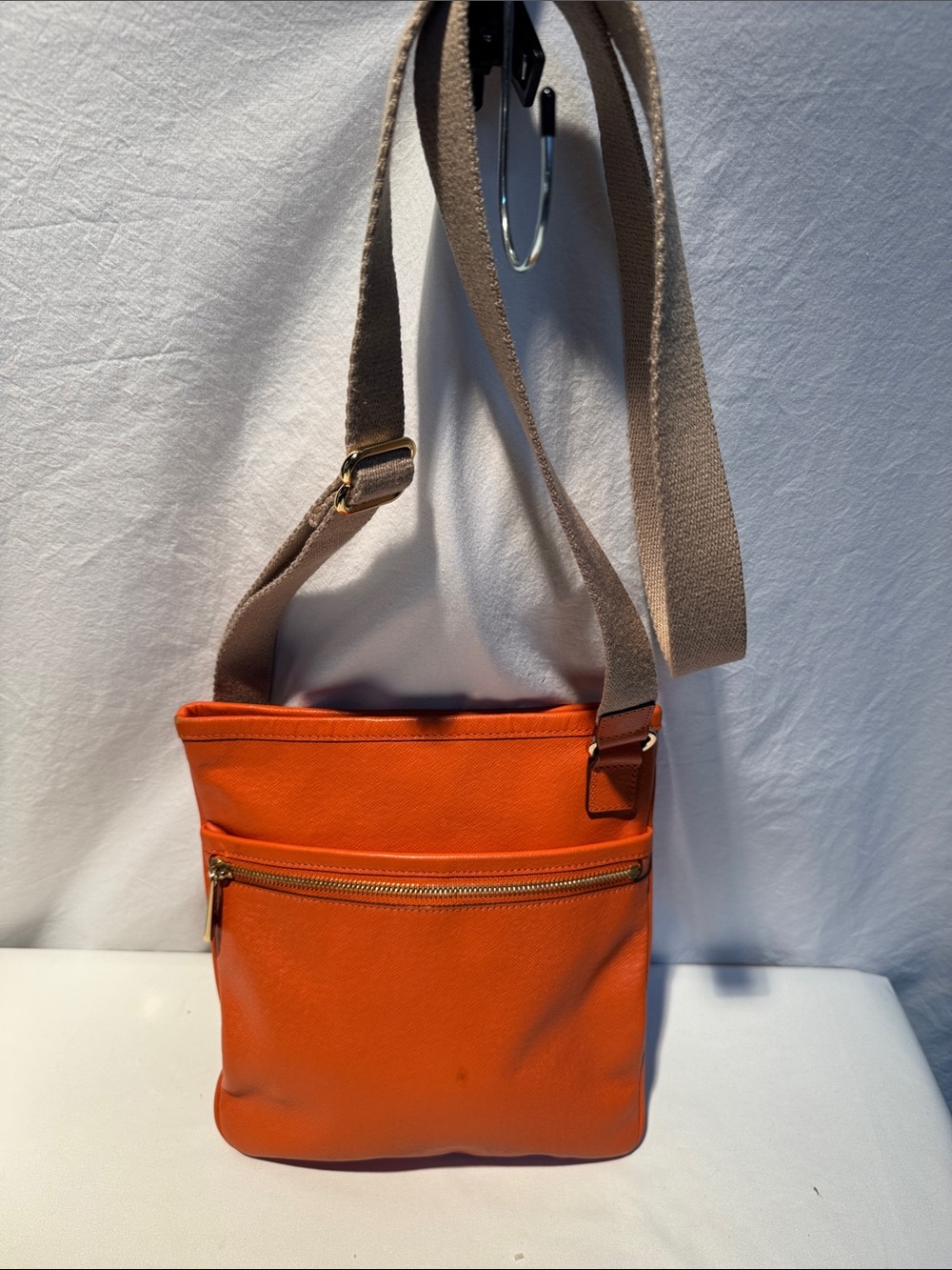 Michael Kors Orange Crossbody with Beige Strap